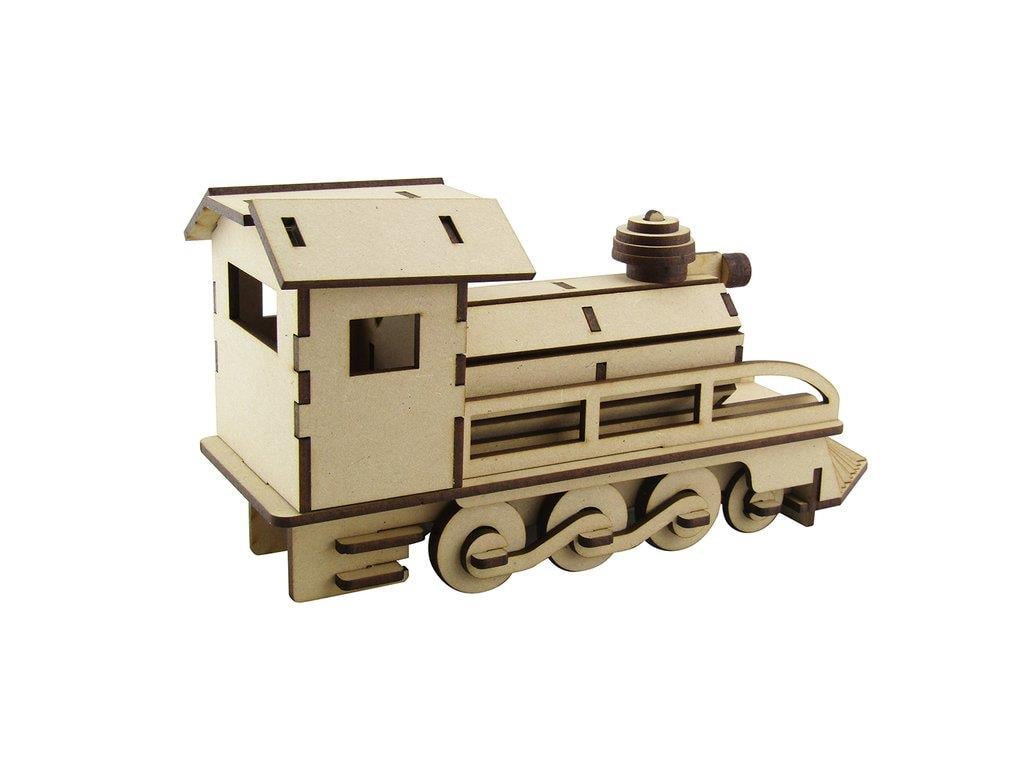 Laser Cut Steam Train Engine Toy 3D Wooden Puzzle Kit