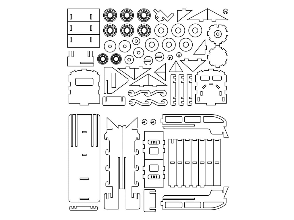 Laser Cut Steam Train Engine Toy 3D Wooden Puzzle Kit