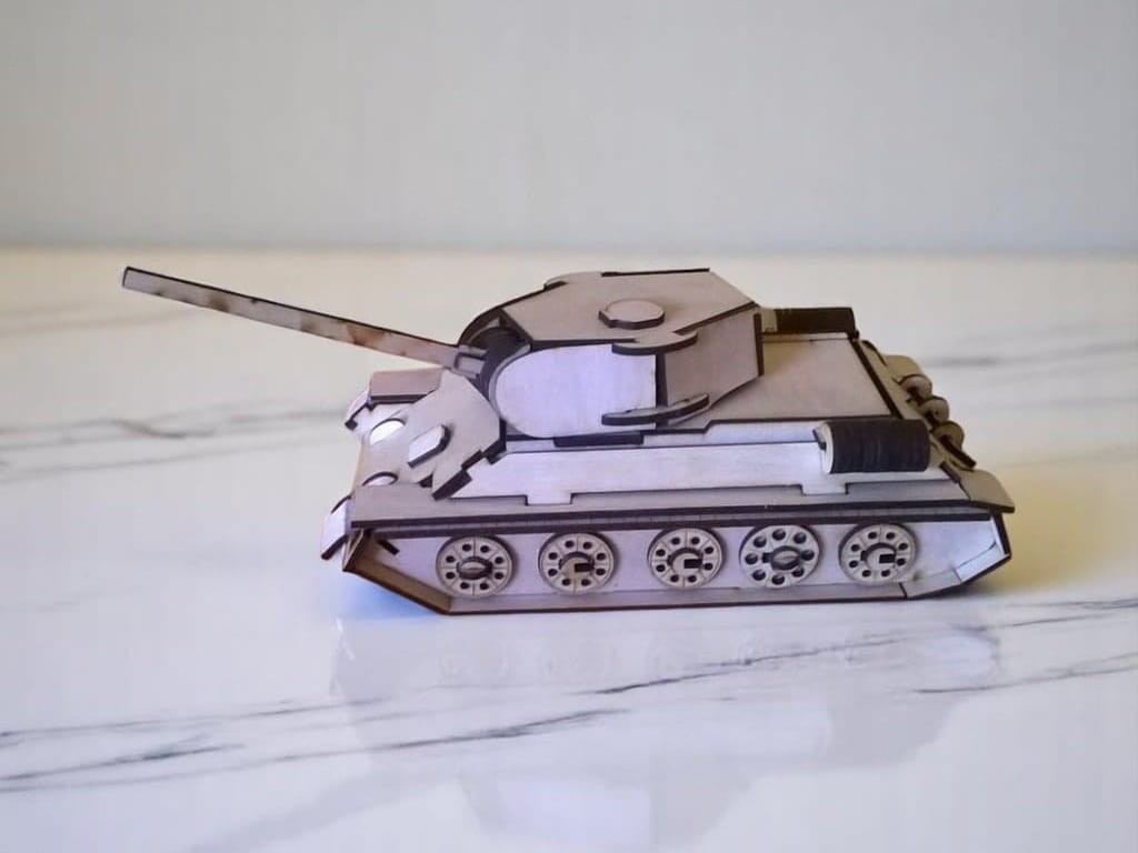 Laser Cut Soviet Medium Tank T 34 Wood Model