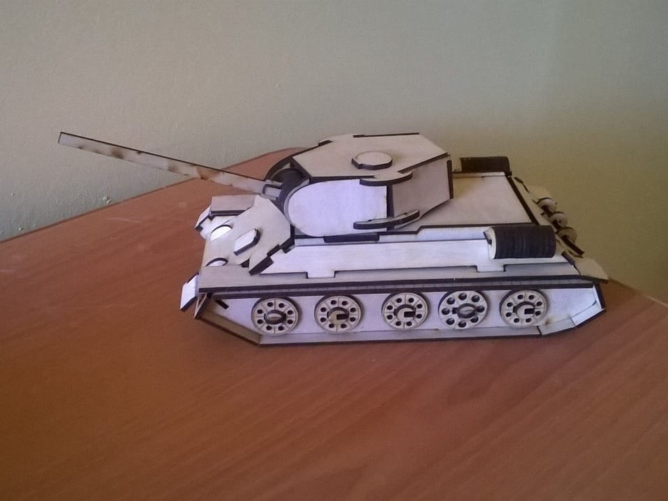 Laser Cut Soviet Medium Tank T 34 Wood Model