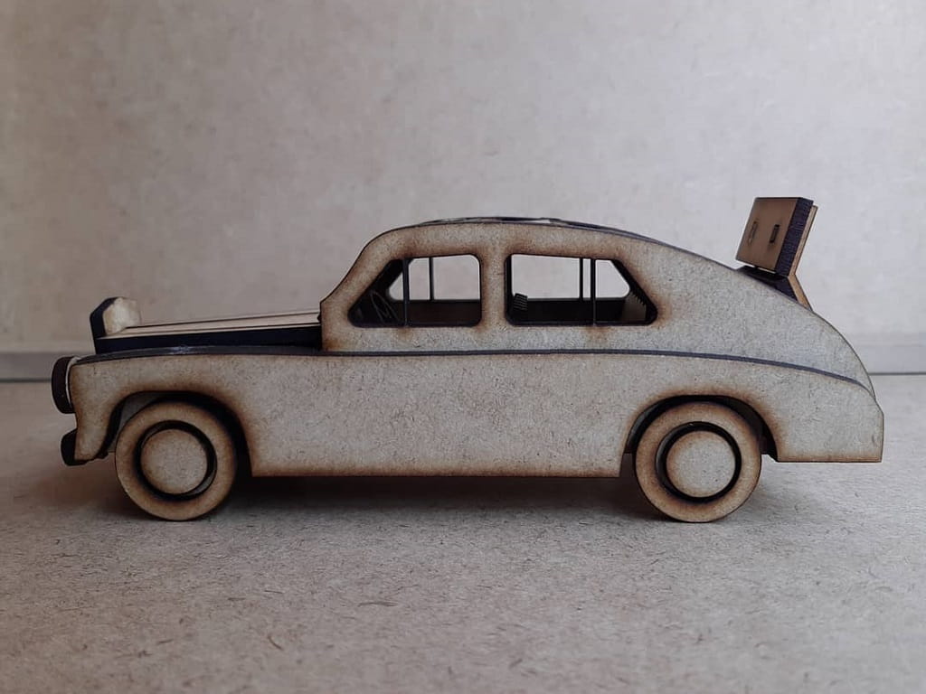 Laser Cut Retro Car 3D Model Puzzle Kit