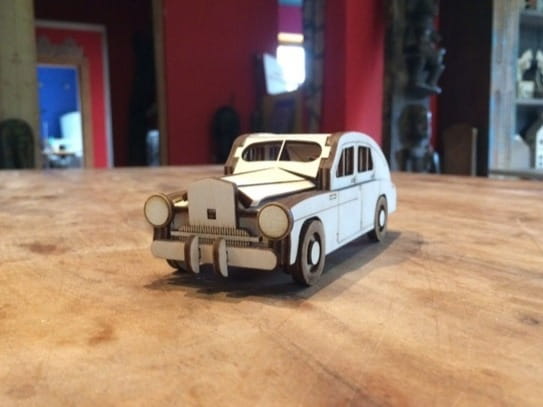 Laser Cut Retro Car 3D Model Puzzle Kit
