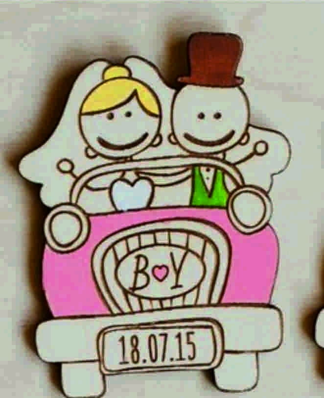 Laser Cut Wooden Wedding Magnet
