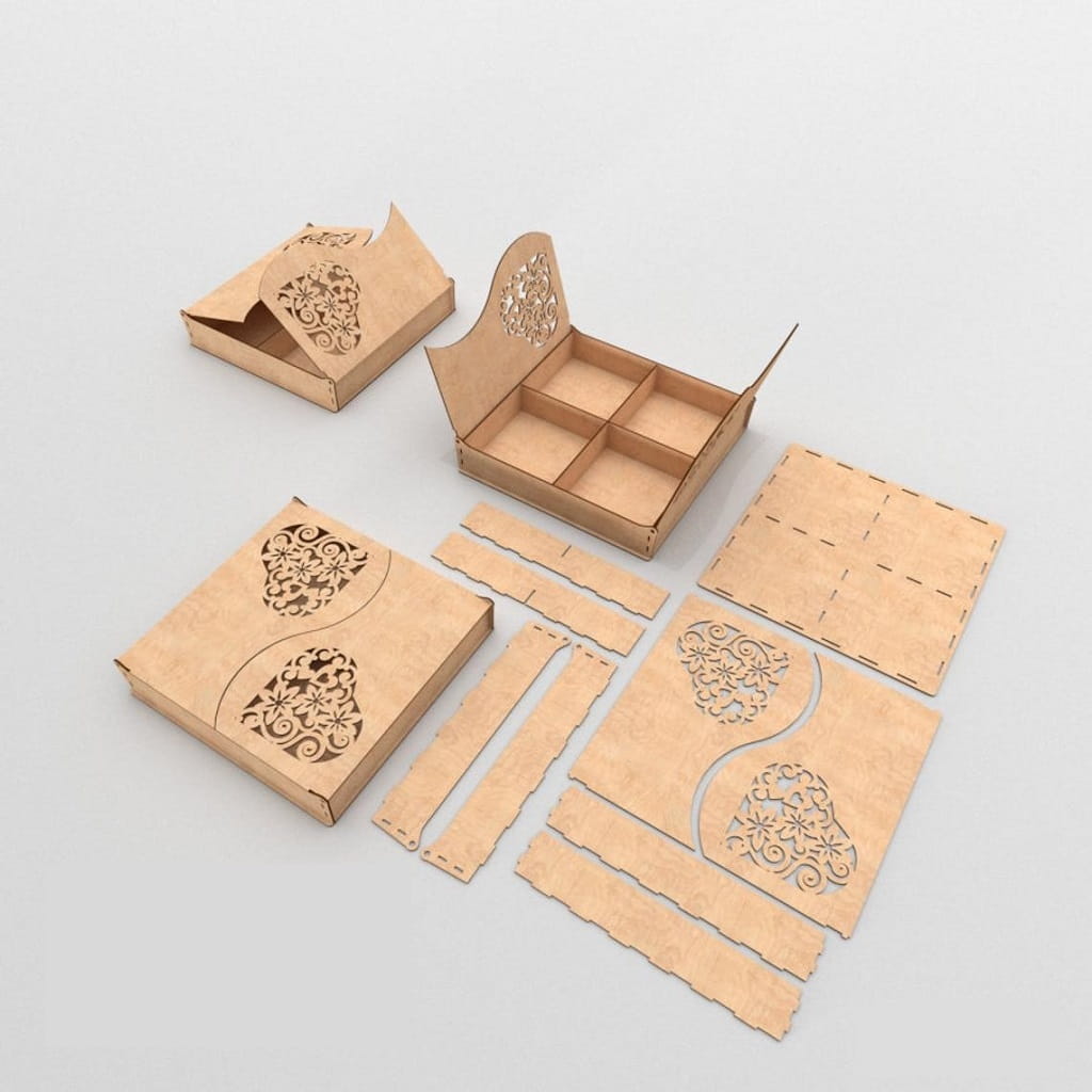 Laser Cut Wooden Love Gift Box
