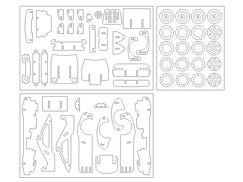 Laser Cut F 20 Car 3D Puzzle Wood Model