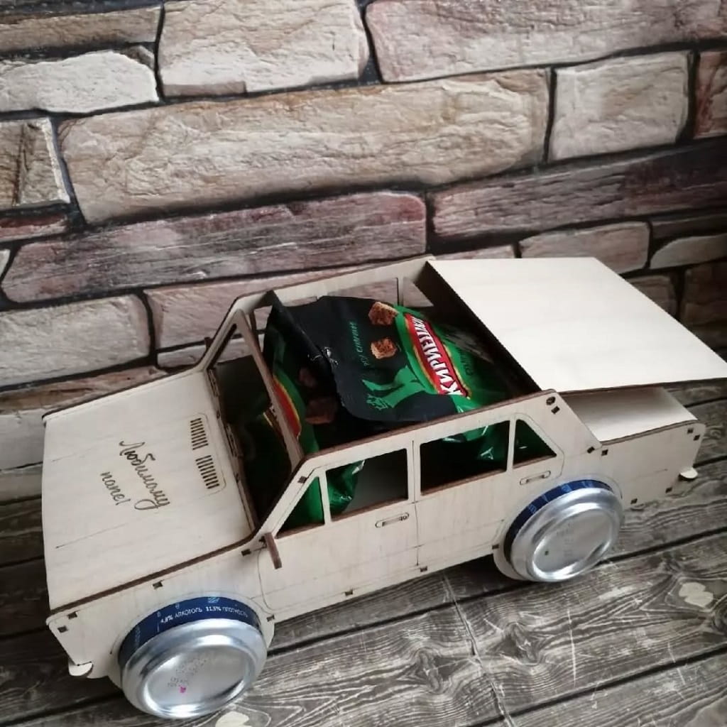 Laser Cut Wooden Car Soda Can Holder