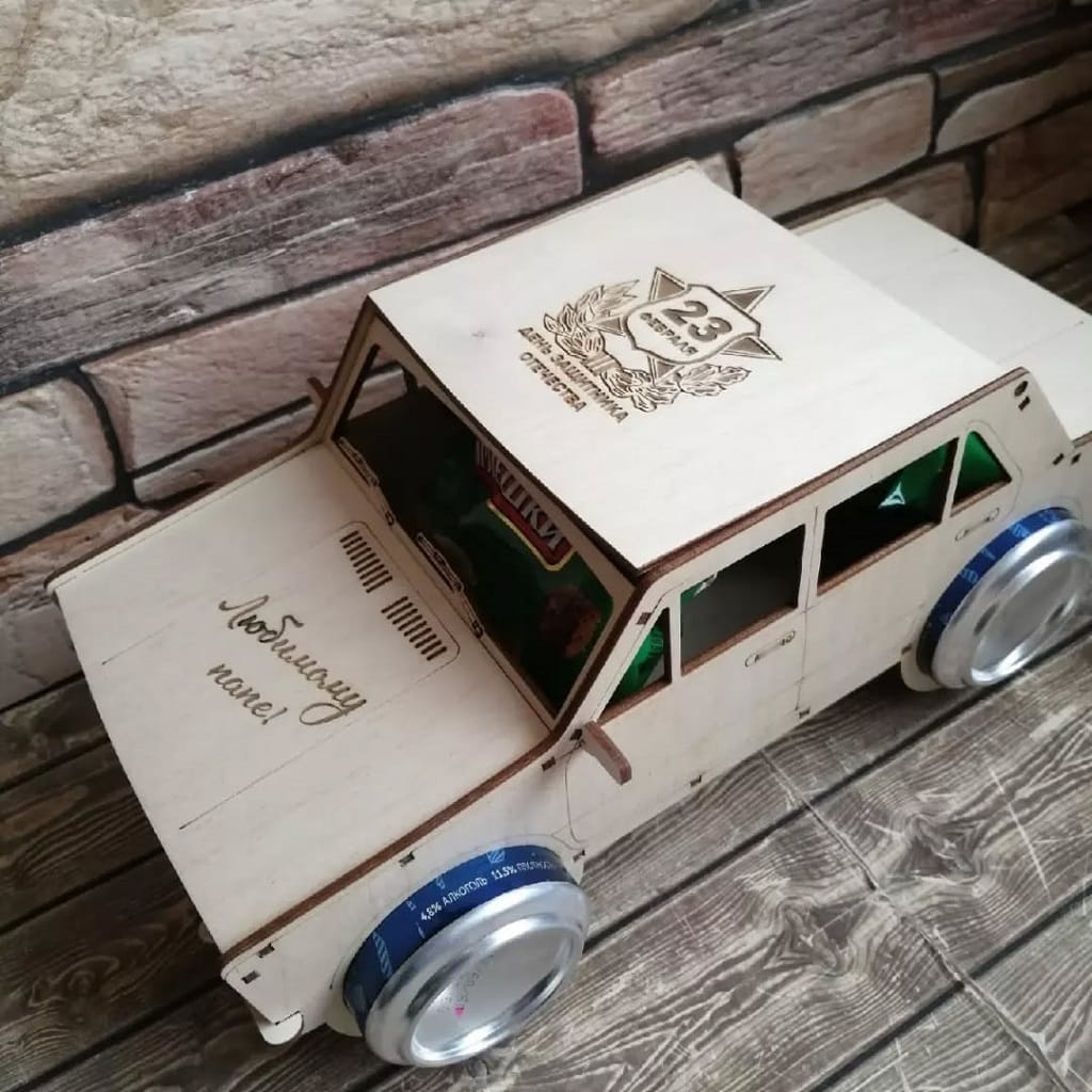 Laser Cut Wooden Car Soda Can Holder