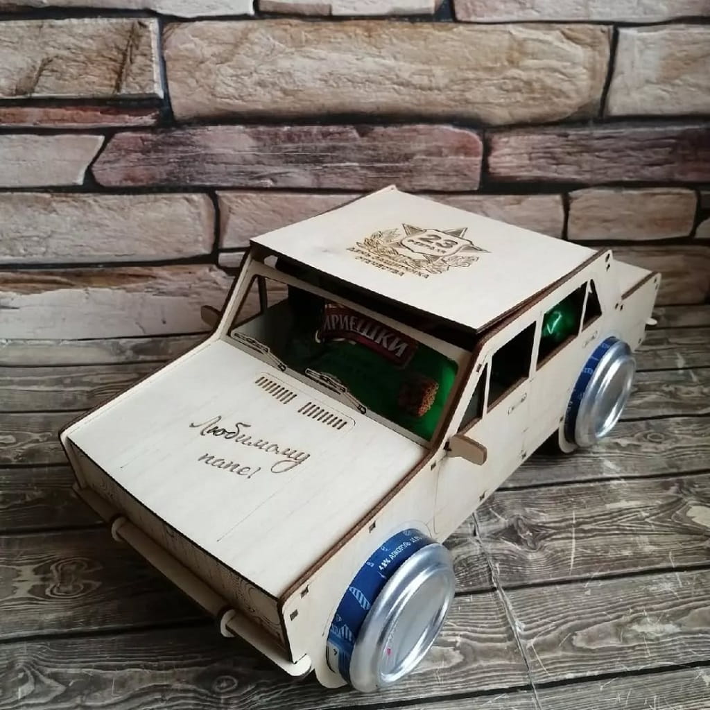 Laser Cut Wooden Car Soda Can Holder