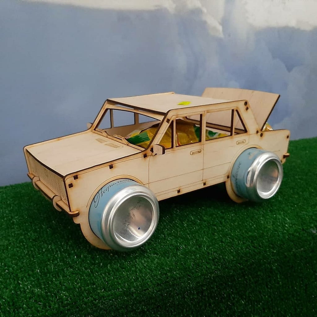 Laser Cut Wooden Car Soda Can Holder