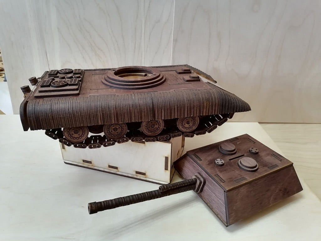 Laser Cut Army Tank Piggy Bank