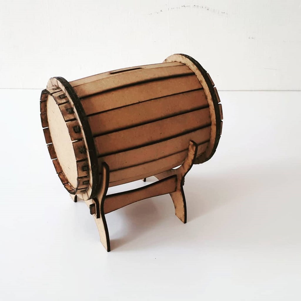 Laser Cut Barrel Shaped Piggy Bank