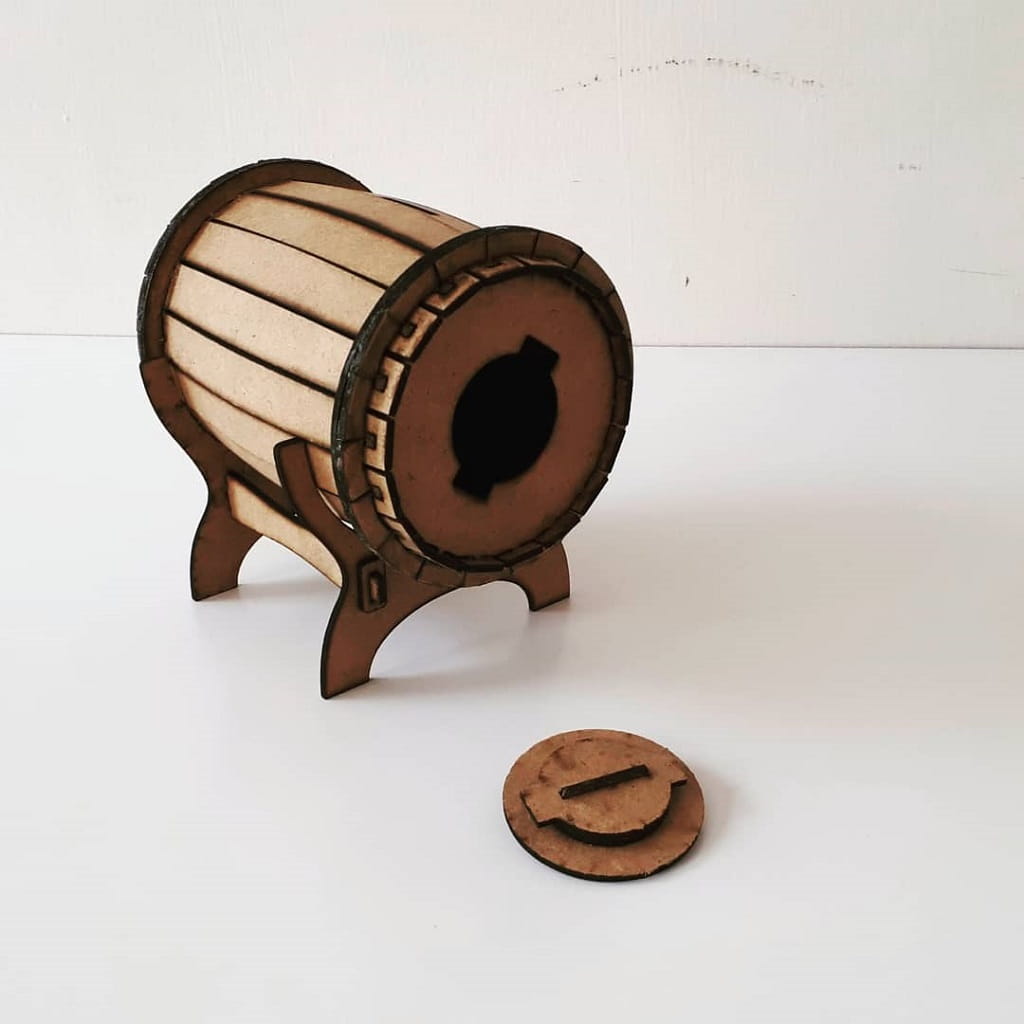 Laser Cut Barrel Shaped Piggy Bank
