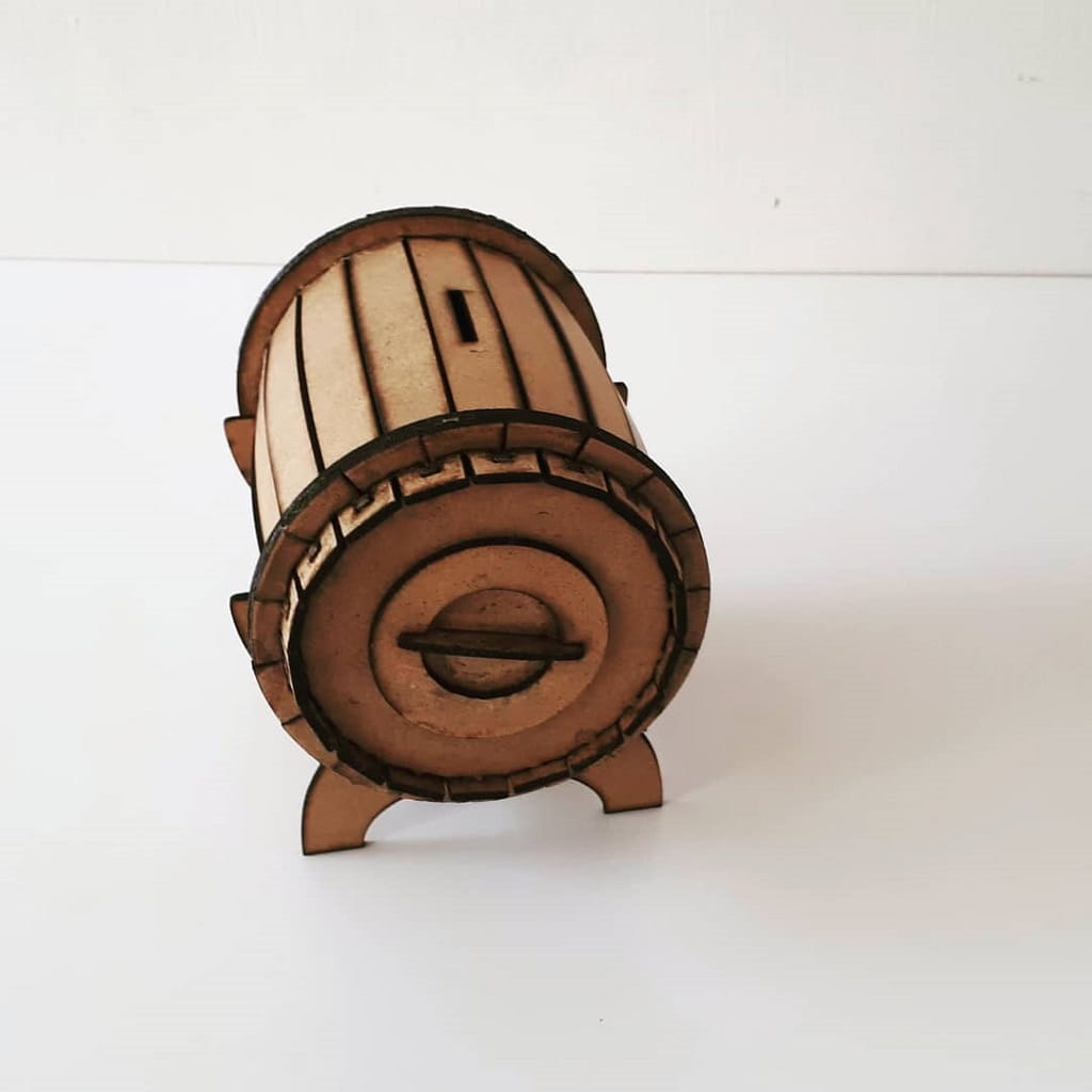 Laser Cut Barrel Shaped Piggy Bank