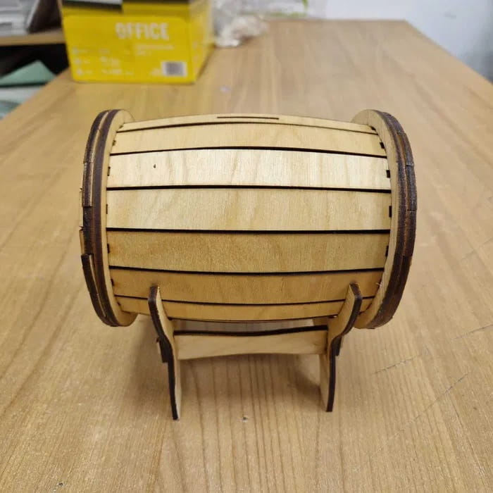 Laser Cut Barrel Shaped Piggy Bank