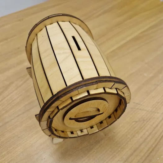 Laser Cut Barrel Shaped Piggy Bank