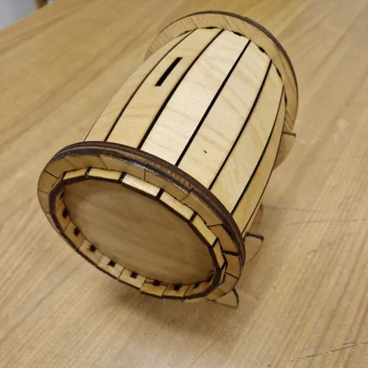 Laser Cut Barrel Shaped Piggy Bank