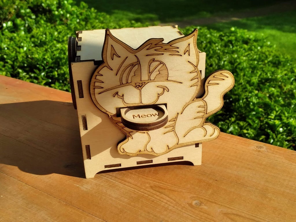 Laser Cut Cat Mechanical Coin Bank