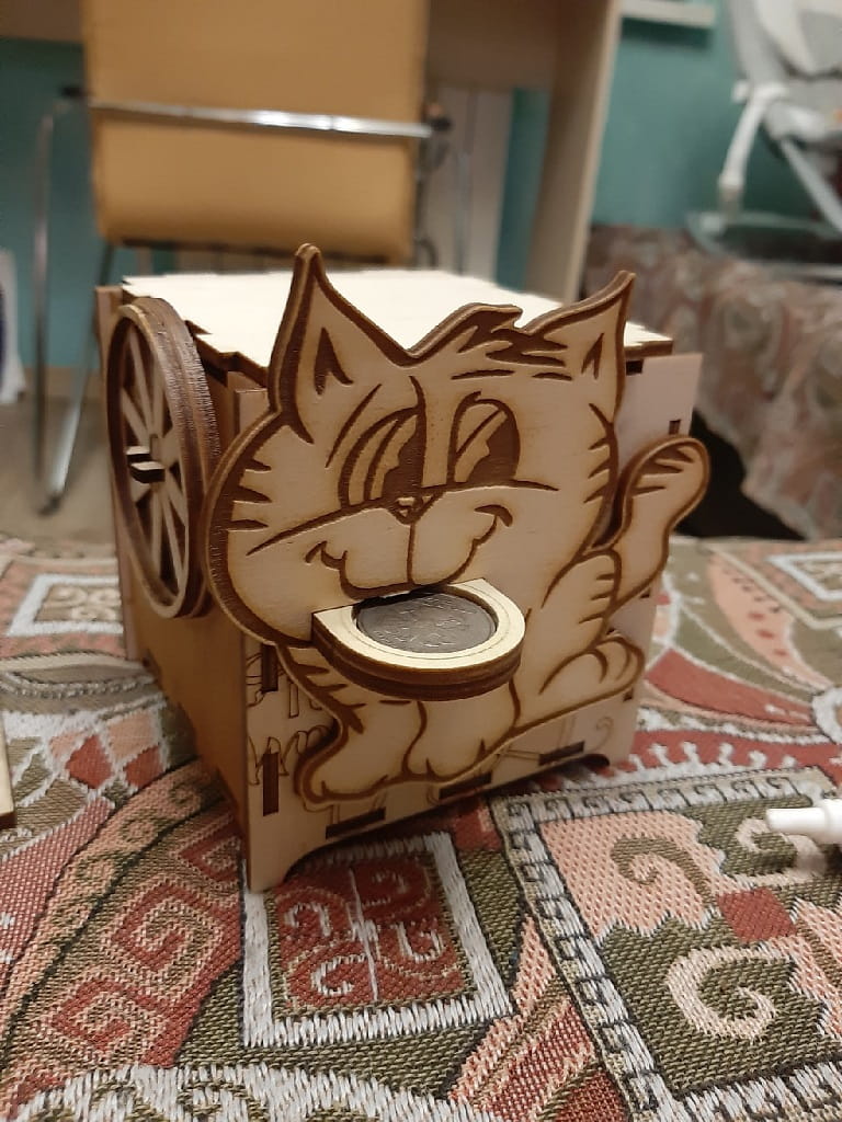 Laser Cut Cat Mechanical Coin Bank