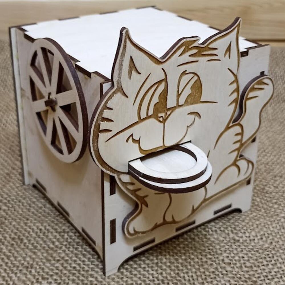 Laser Cut Cat Mechanical Coin Bank