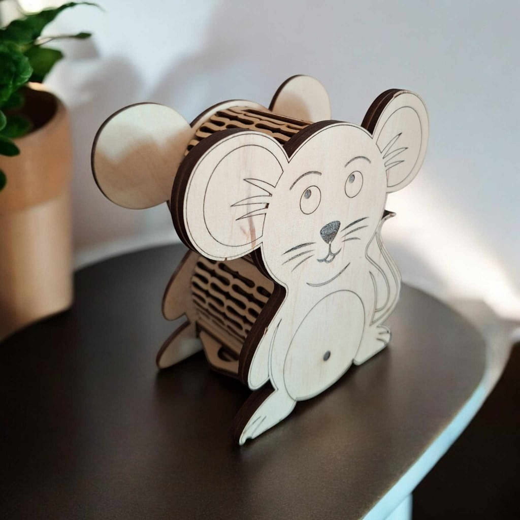 Laser Cut Cute Mouse Piggy Bank