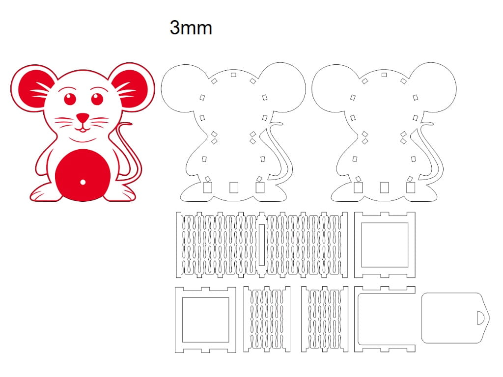 Laser Cut Cute Mouse Piggy Bank