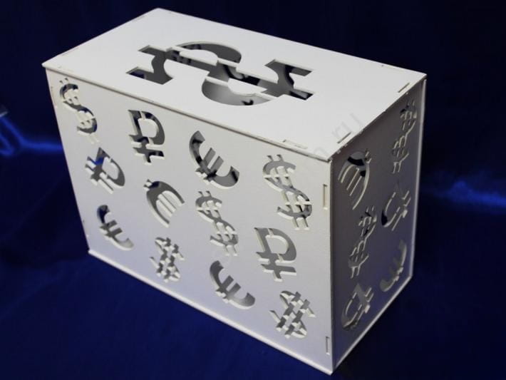 Laser Cut Dollar Sign Piggy Bank Money Box