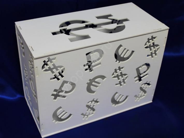 Laser Cut Dollar Sign Piggy Bank Money Box