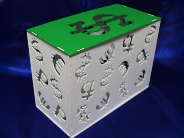 Laser Cut Dollar Sign Piggy Bank Money Box