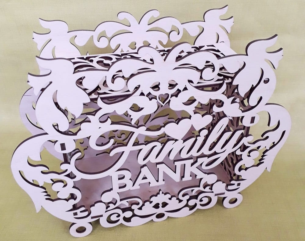Laser Cut Family Money Saving Piggy Bank