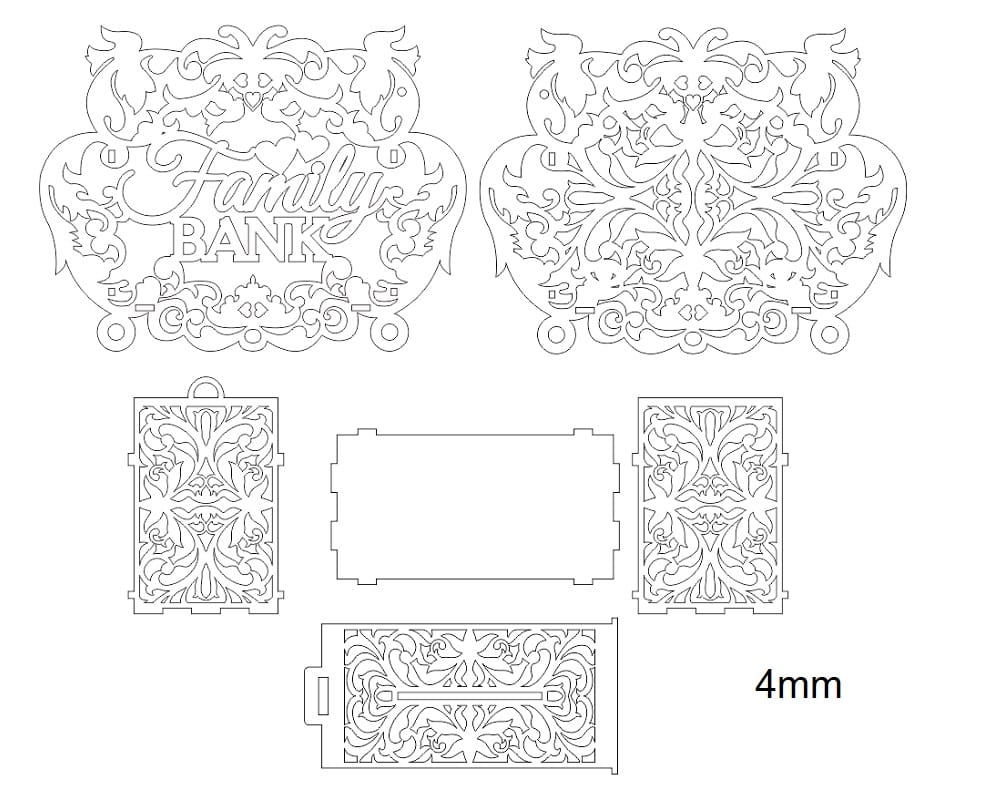 Laser Cut Family Money Saving Piggy Bank