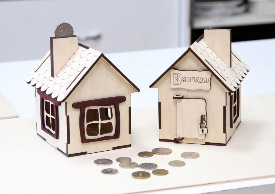 Laser Cut House Coin Bank Money Box