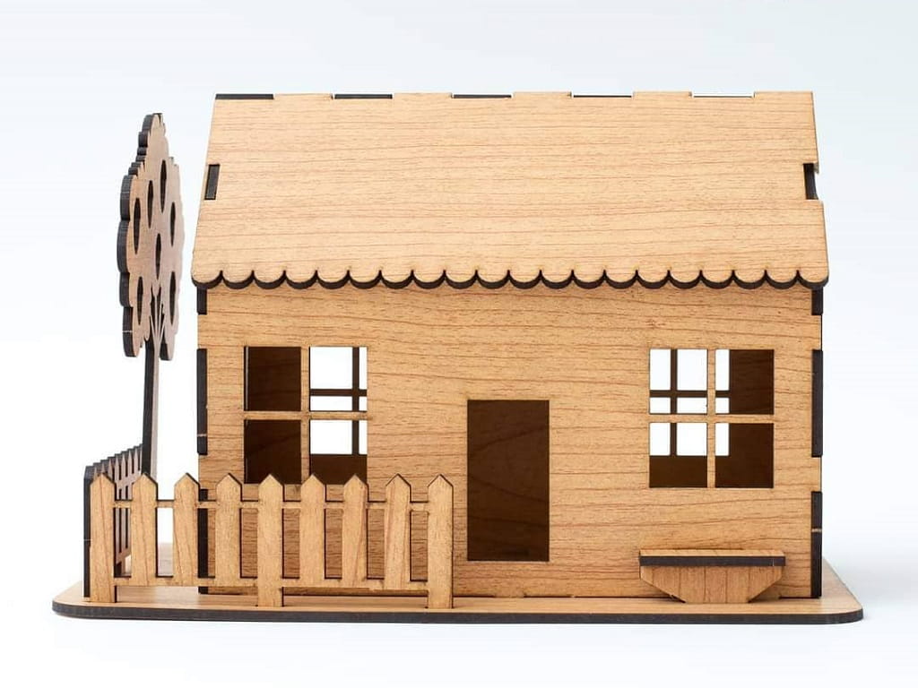 Laser Cut House with Fence Piggy Bank