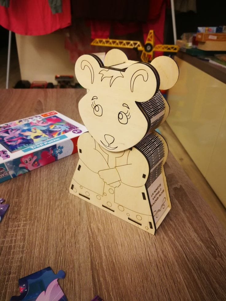 Laser Cut Mouse Piggy Bank for Kids