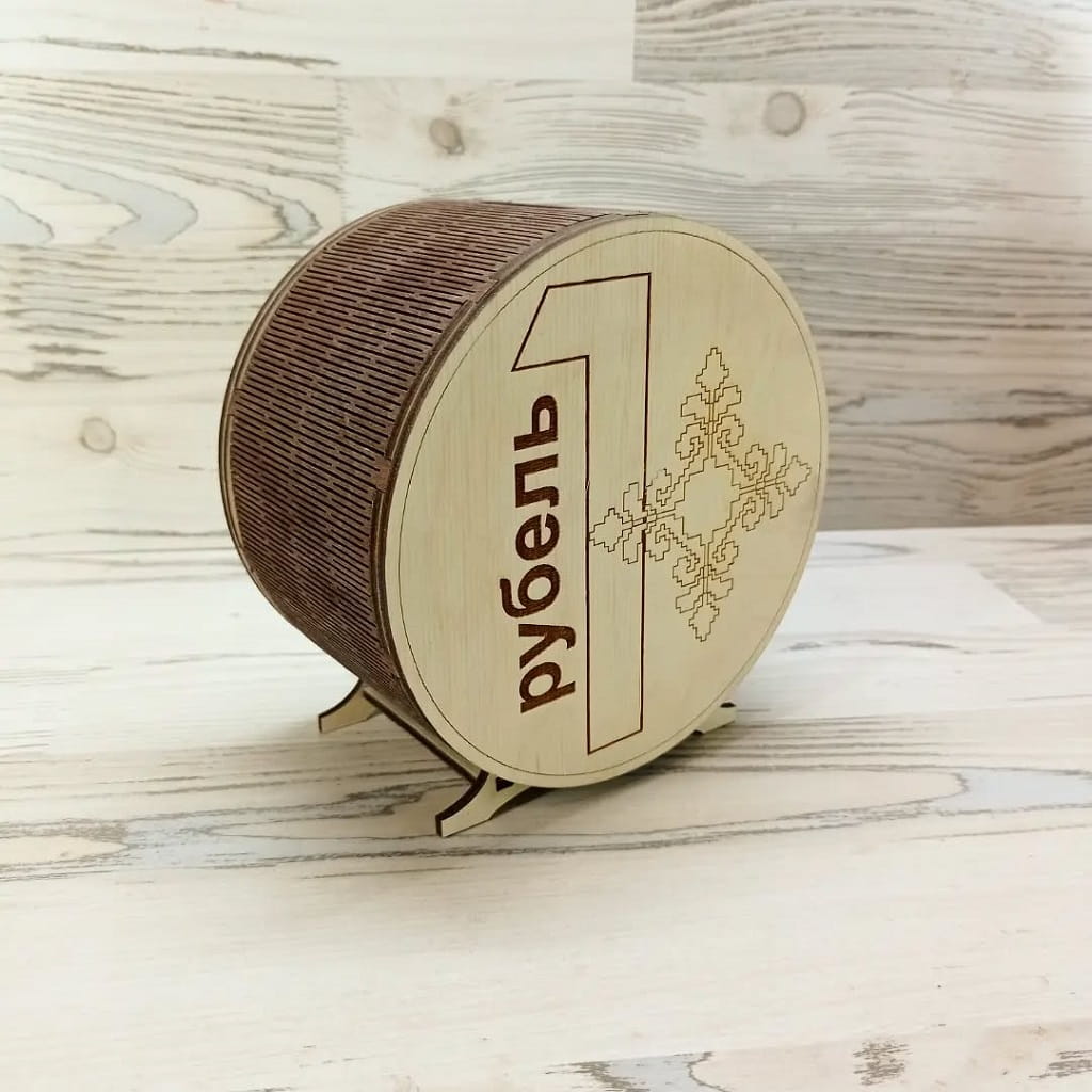 Laser Cut Round Living Hinge Piggy Bank