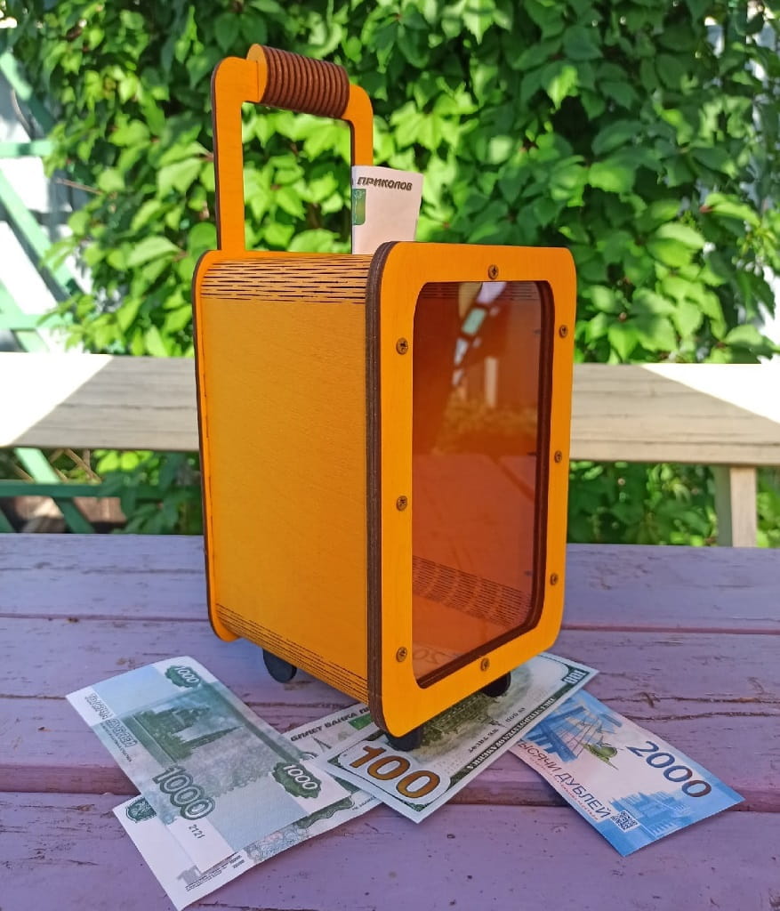 Laser Cut Suitcase Money Saving Box Piggy Bank