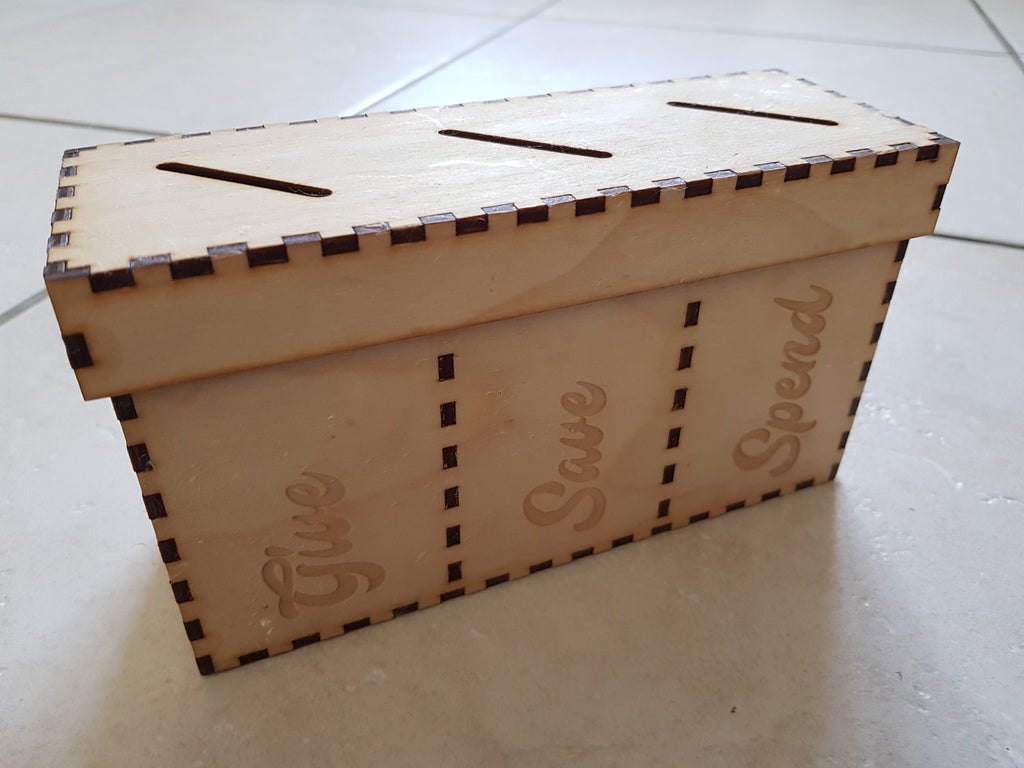 Laser Cut Three Section Wooden Money Box