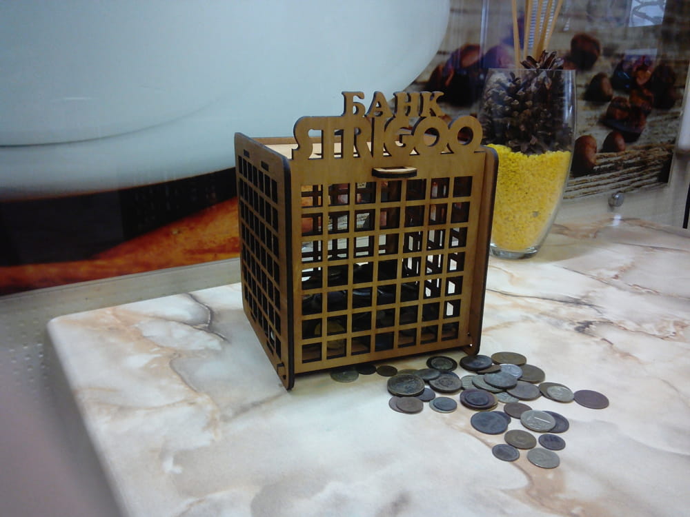Laser Cut Wooden Bank Money Saving Box