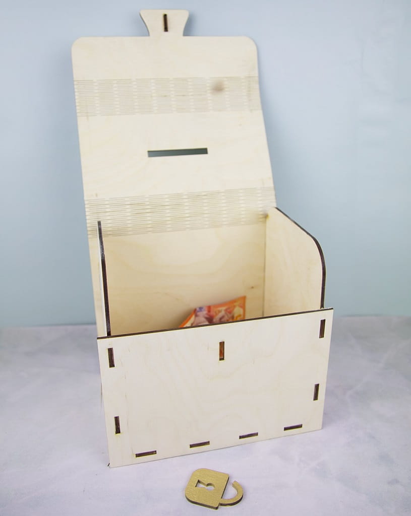 Laser Cut Wooden Chest Piggy Bank