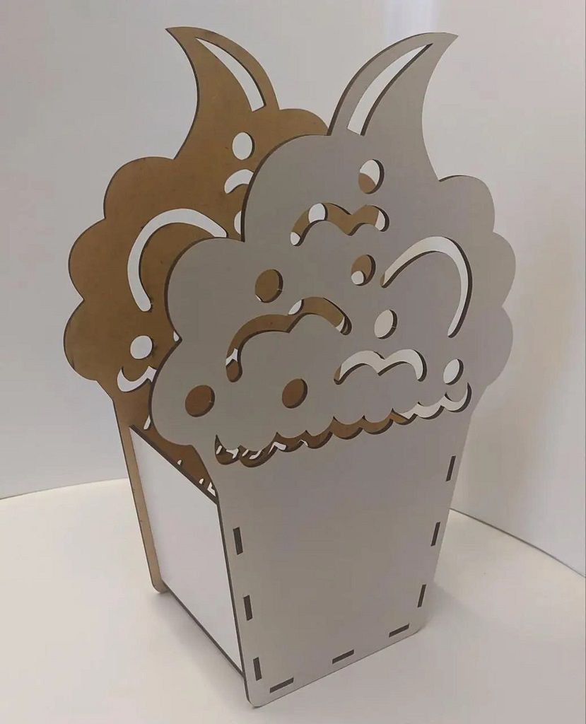 Laser Cut Cupcake Shaped Flower Gift Box