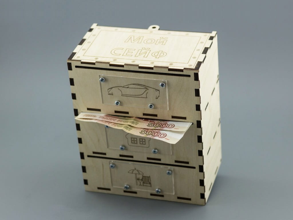 Laser Cut Wooden Money Bank Safe