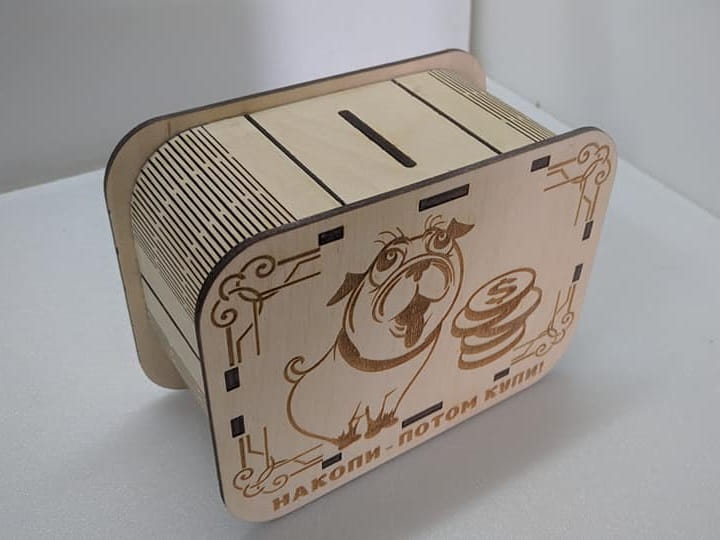 Laser Cut Wooden Money Box Piggy Bank
