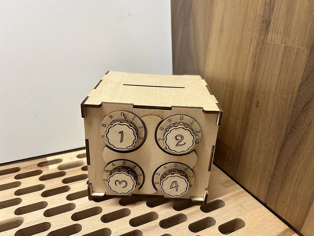Laser Cut Wooden Money Box Safe with Lock
