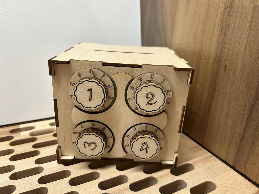 Laser Cut Wooden Money Box Safe with Lock