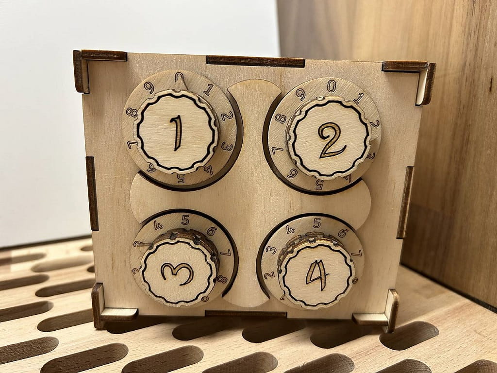 Laser Cut Wooden Money Box Safe with Lock