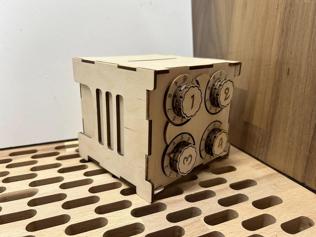 Laser Cut Wooden Money Box Safe with Lock