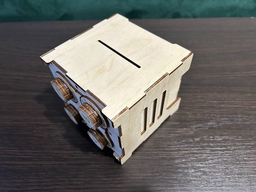 Laser Cut Wooden Money Box Safe with Lock
