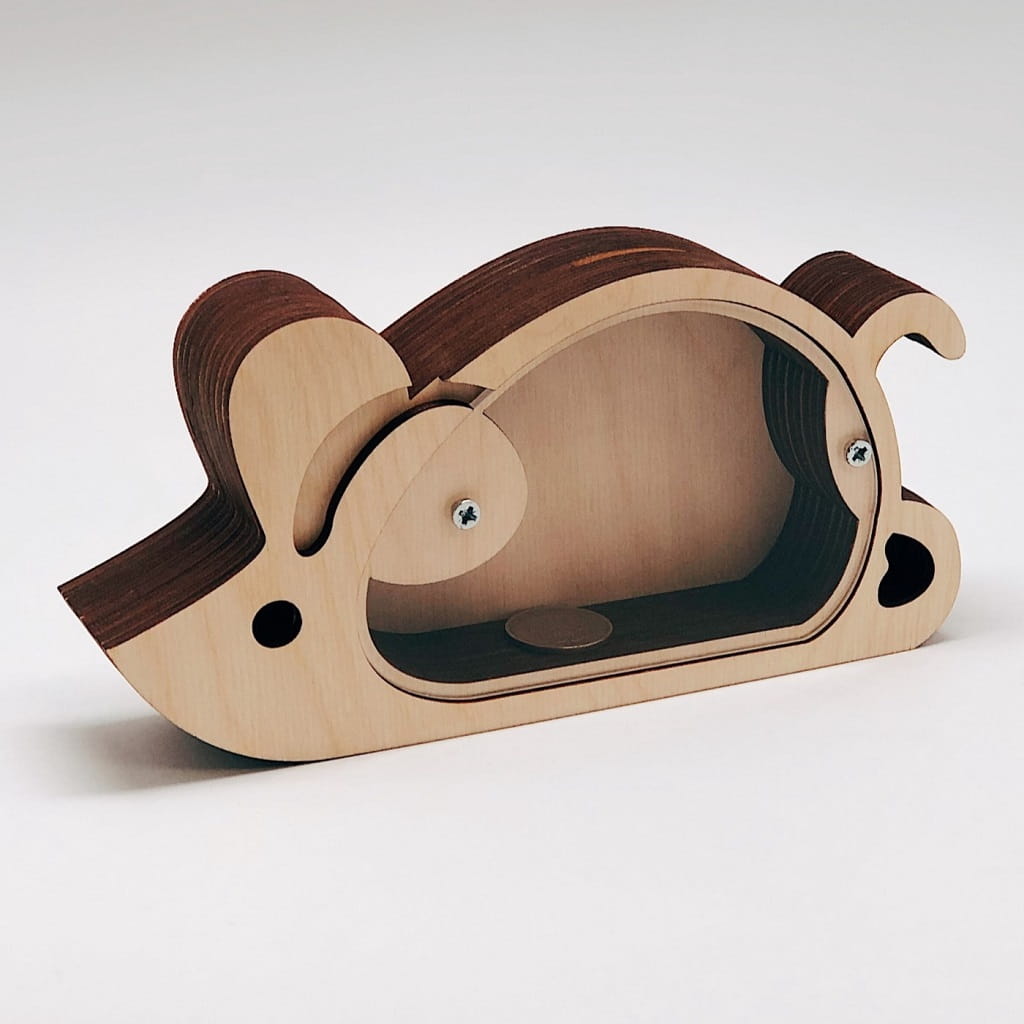 Laser Cut Wooden Mouse Piggy Bank