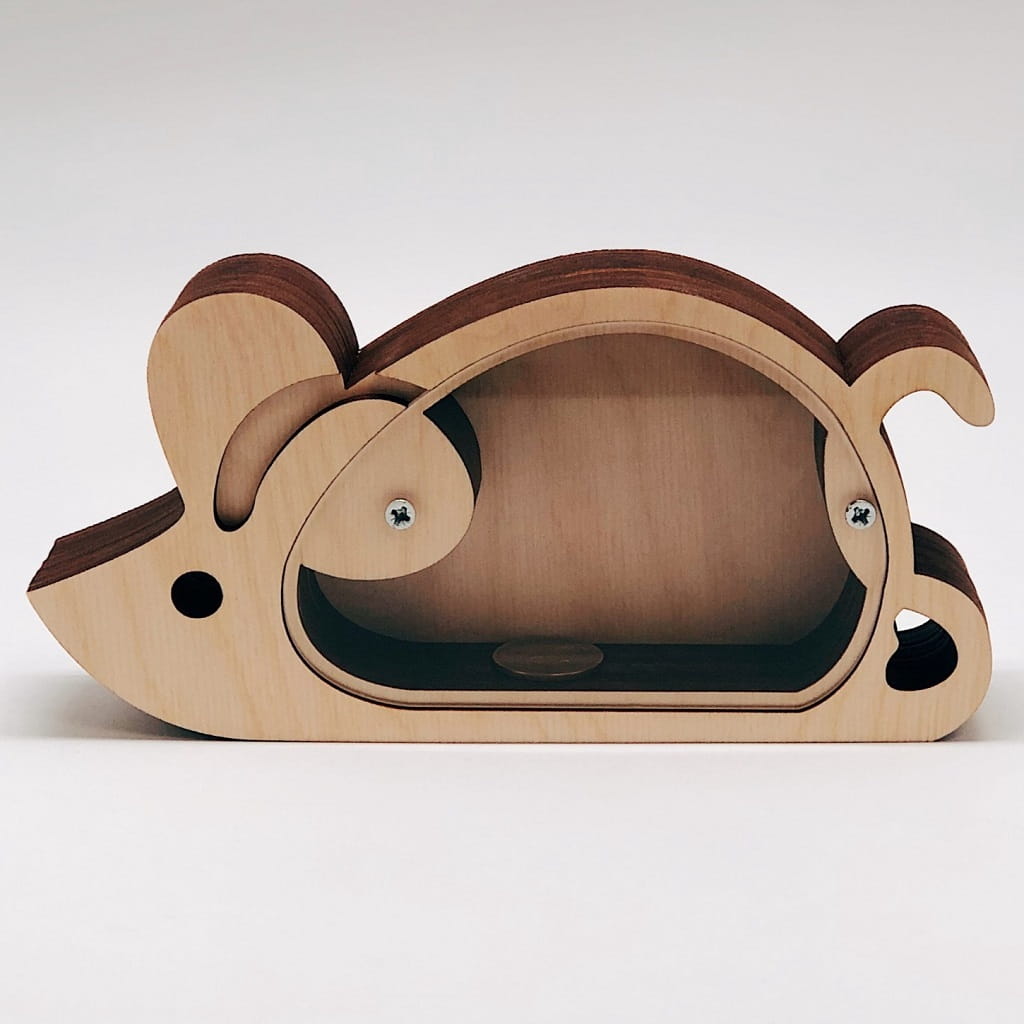 Laser Cut Wooden Mouse Piggy Bank