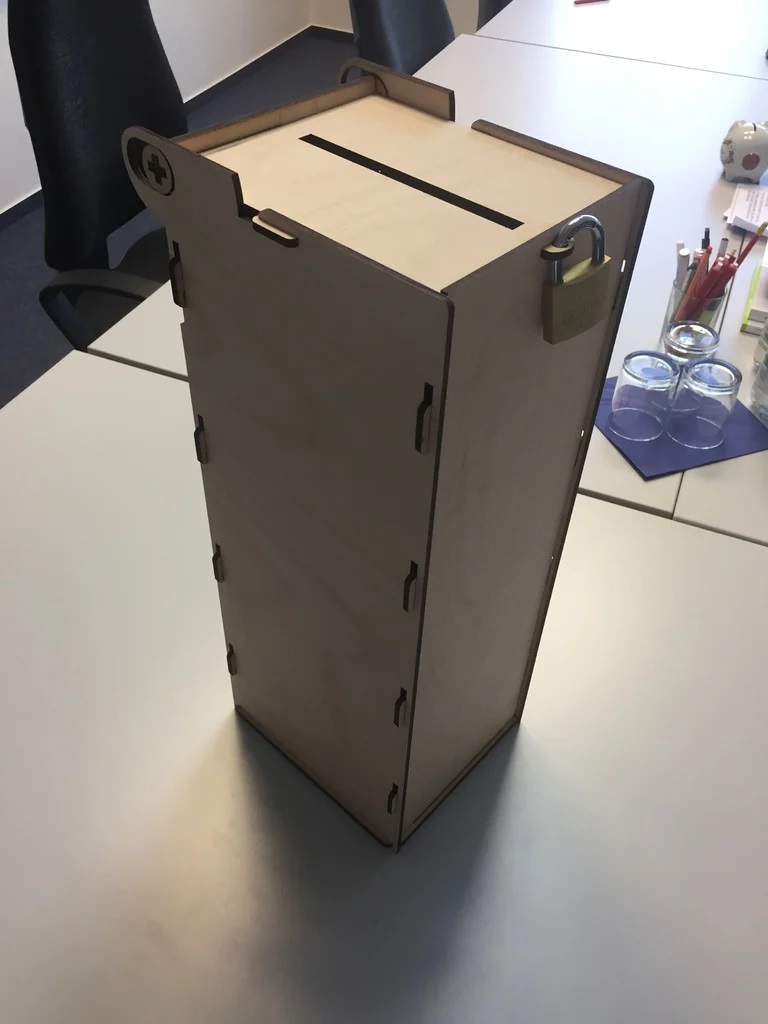 Laser Cut Wooden Self Locking Ballot Box