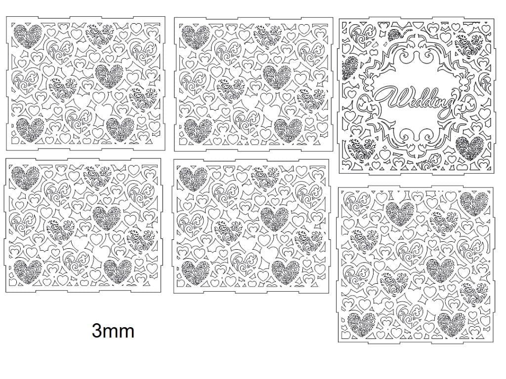 Laser Cut Heart Pattern Decorative Wedding Gift Card Box